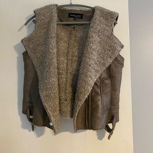 Black River Faux Shearling Lined Vest with Hood and Zipper